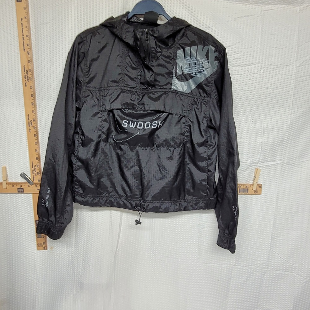Nike Sportswear Swoosh Womens Black Ripstop Half Zip Cropped Windbreaker Small